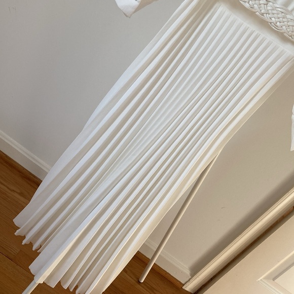 ZARA WOMAN WHITE PLEATED MIDI BELTED DRESS SIZE L REF:2298/178 NWT - Picture 10 of 12